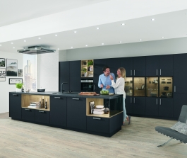 Kuchyně S-Line 961 lak laminát mat černá grafit + dub Kuchyně S-Line 961 lak laminát mat černá grafit + dub