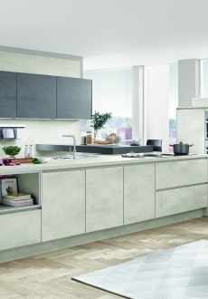 Kuchyň S-line v imitaci betonu Betonová kuchyně S-line v provedení Riva – bílý beton Kuchyň S-line v imitaci betonu Betonová kuchyně S-line v provedení Riva – bílý beton