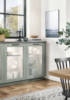 Postranní prosklenné úložné prostory Kuchyň S-line Cascada Laklaminát, zelený rákos