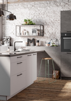 concept130 METEOR křemenná šedá TOP SOFT křišťálově bílá: Všestranný s praktickým dělením