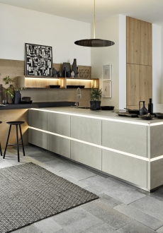 Kuchyně PORTLAND 405 - Cement, safír, šedý  TAVOLA 571 - Dub pinot