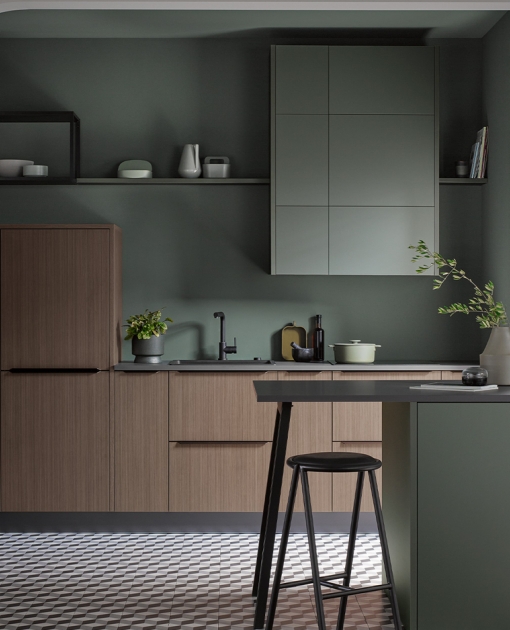 concept130 Vegas metalická zelená LINEA přírodní ořech: Pro městský domov s přirozeným vzhledem