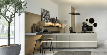 Kuchyň Nolte v imitaci betonu Betonová kuchyně Nolte v provedení Potrland – Tavola, safírově šedý beton