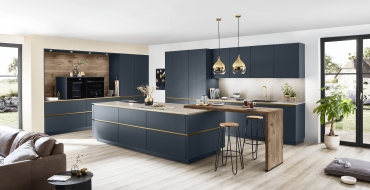 Exkluzivní vzhled všech linií kuchyně Kuchyně S-line Laklaminát modrá fjord ultramatná