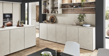 Betonový odstín Sand Kuchyně S-line Imitace pískového betonu Betonový odstín Sand Kuchyně S-line Imitace pískového betonu