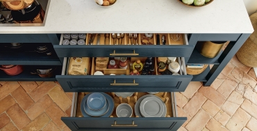 Flex-Boxy z přírodního dubu Kuchyň Schüller Finca modrá Flex-Boxy z přírodního dubu Kuchyň Schüller Finca modrá